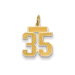 14k Yellow Gold, Jersey Collection, Small Number 35 Pendant
